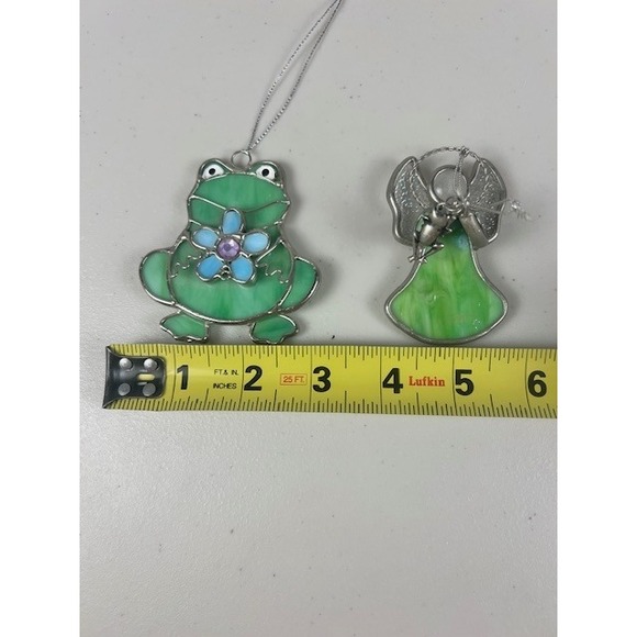 Stained Glass Frog and Angel with Frog Window Suncatcher Ornaments Set - Picture 6 of 7